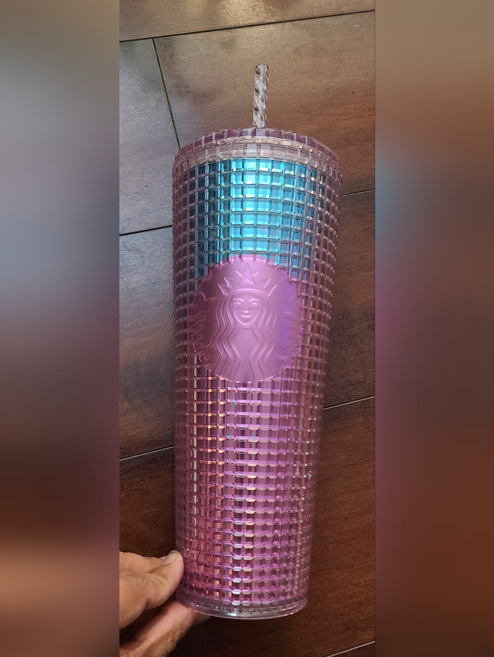 Brand New With Tags (NWT) Starbucks Summer 2021 Pink and Blue Grid Kaleidoscope